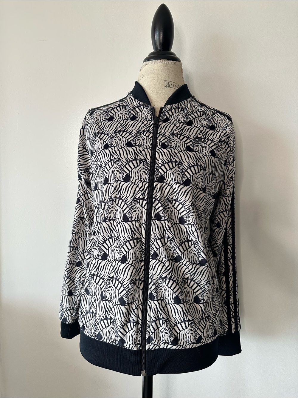adidas Black & White Zebra-Print Bomber Jacket